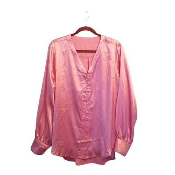 Shein Barbie Pink Satin Top 1XL NWOT  2 0160 - Picture 1 of 5
